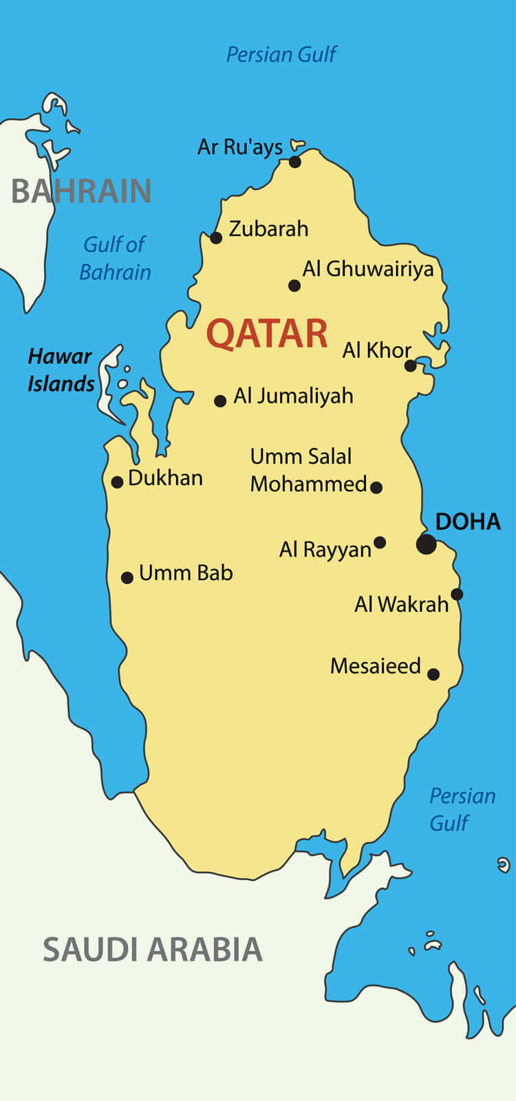 Katar Buyuk Sehirleri ve Doha Haritasi